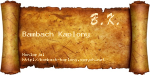 Bambach Kaplony névjegykártya